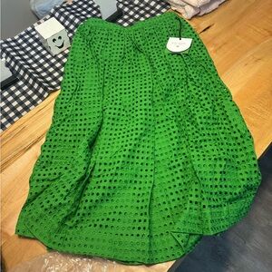 Kate Spade Vibrant Green A-Line Eyelet Skirt